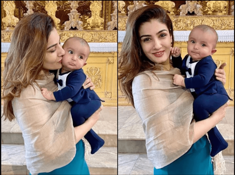 raveena-tandon-gives-special-gift-to-grandson-rudra-on-his-naming-cerremony