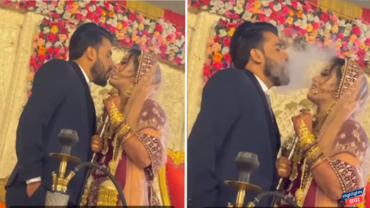the-bride-abd-groom-were-smoking-hookah-on-the-stage-at-their-wedding